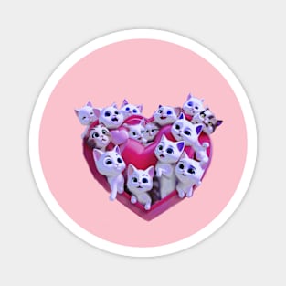 Basketful of super cute kittens laughing in a heart shaped basket Magnet